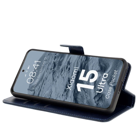 Etui z klapką Bizon Case Pocket do Xiaomi 15 Ultra, granatowe