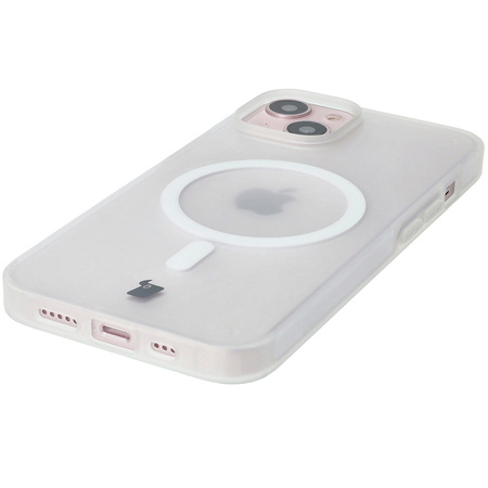 Etui z pierścieniem magnetycznym Bizon Case MatteO do iPhone 14 / Phone 13, półprzezroczyste z przezroczystą ramką