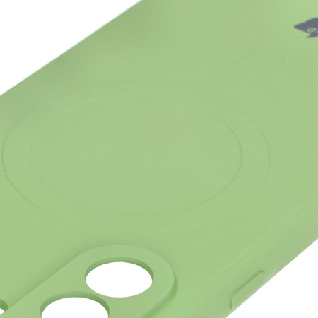 Silikonowe etui z pierścieniem magnetycznym Bizon Case Silicone Magnetic Sq do Galaxy A36 5G, jasnozielone