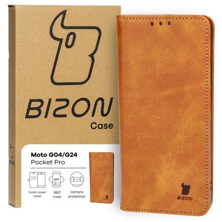 Etui z klapką Bizon Case Pocket Pro do Motorola Moto G04 / G24, brązowe
