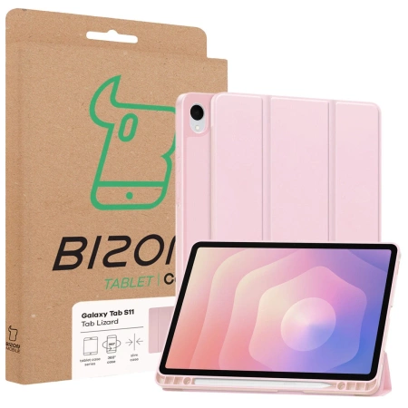 Etui z klapką Bizon Case Tab Lizard do Galaxy Tab S11, różowe