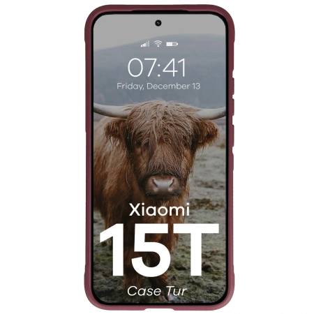 Pancerne etui Bizon Case Tur do Xiaomi 15T, burgundowe