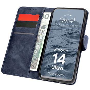 Etui z klapką Bizon Case Pocket do Xiaomi 14 Ultra, granatowe