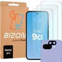 3x Szkło hartowane + szybka na aparat Bizon Glass Clear 2 Pack do Pixel 9a