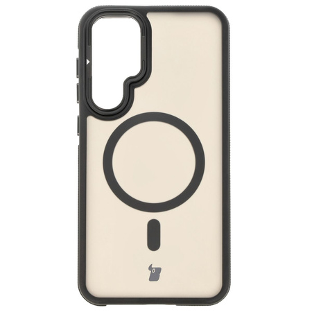 Etui z podstawką i pierścieniem magnetycznym Bizon Case Eclipse do Galaxy S25 Plus/S24 Plus, przydymione z czarną ramką