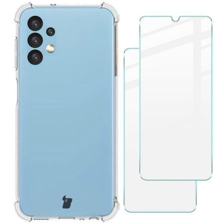 Etui + 2x szkło Bizon Case Clear Pack do Galaxy A13 4G, przezroczyste