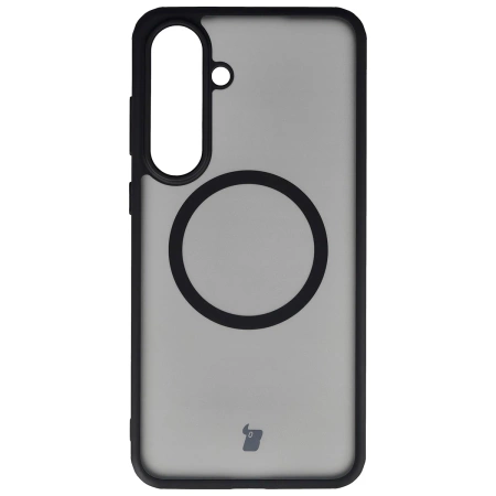 Etui z pierścieniem magnetycznym Bizon Case MatteO do Galaxy S25 FE, przydymione-czarne