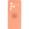 Etui Bizon Case Silicone Ring Sq do VIVO X80 Pro, pomarańczowe