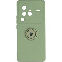 Etui Bizon Case Silicone Ring Sq do VIVO X80 Pro, jasnozielone