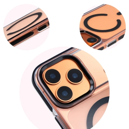 Etui z pierścieniem magnetycznym Bizon Case Marco do iPhone 17 Pro Max, przezroczyste z czarną ramką