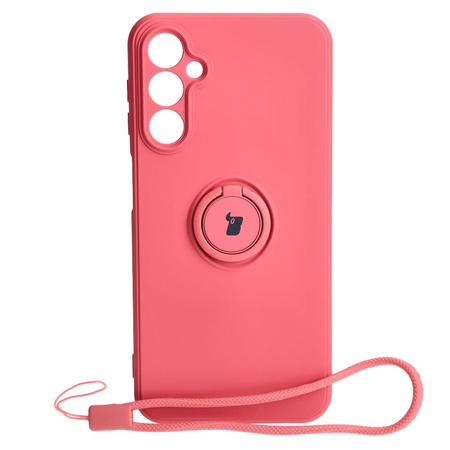 Etui Bizon Case Silicone Ring Sq do Samsung Galaxy A24, brudny róż