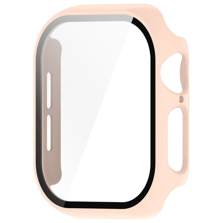 Etui ze szkłem do zegarka Bizon Case+Glass Watch do Apple Watch 10 42mm, różowe