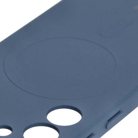 Silikonowe etui z pierścieniem magnetycznym Bizon Case Silicone Magnetic do Galaxy S25 / Galaxy S24, granatowe