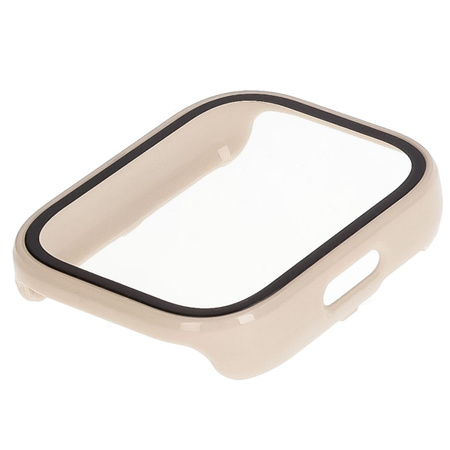 Etui ze szkłem do zegarka Bizon Case+Glass Watch do Xiaomi Redmi Watch 5 Active, beżowe