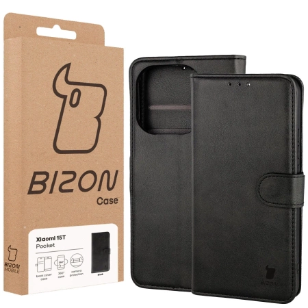 Etui z klapką Bizon Case Pocket do Xiaomi 15T, czarne