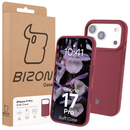 Silikonowe etui Bizon Soft Case do iPhone 17 Pro, ciemnofioletowe