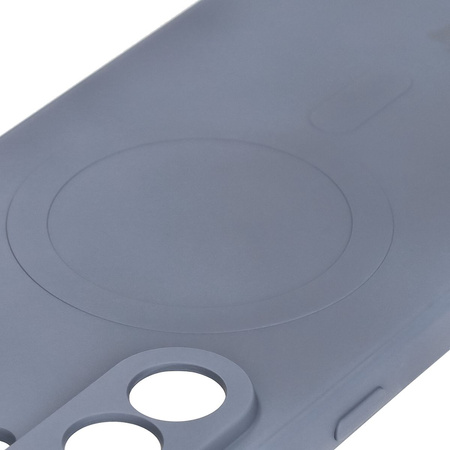 Silikonowe etui z pierścieniem magnetycznym Bizon Case Silicone Magnetic Sq do Galaxy A56 5G, szare