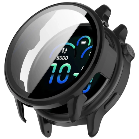 Etui ze szkłem do zegarka Bizon Case Watch Adamo do Garmin Vivoactive 6, czarne