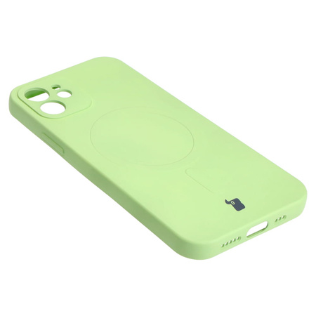 Etui silikonowe z pierścieniem magnetycznym Bizon Case Silicone Magnetic do iPhone 12, jasnozielone