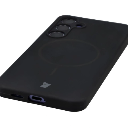 Silikonowe etui z pierścieniem magnetycznym Bizon Soft Case Magnetic do Galaxy S24 Plus, czarne