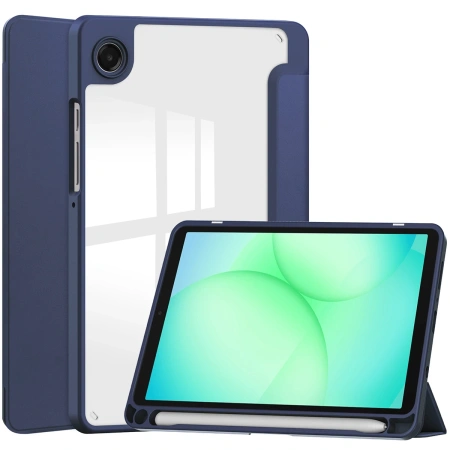 Etui z klapką Bizon Case Tab Clear Matt do Galaxy Tab A11 / A9, granatowe
