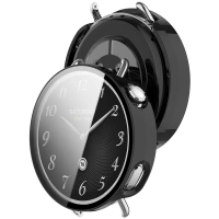 Etui ze szkłem do zegarka Bizon Case Watch Adamo do Xiaomi Watch S4 41 mm, czarne