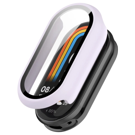 Etui ze szkłem do zegarka Bizon Case Watch Adamo do Xiaomi Smart Band 10, jasnofioletowe