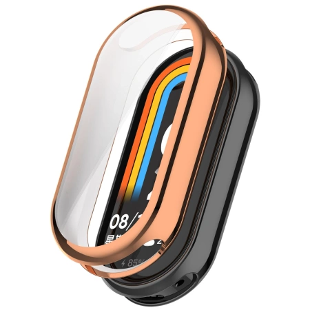 Etui z osłoną ekranu Bizon Case Watch Felipe do Xiaomi Smart Band 10, różowozłote