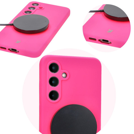 Silikonowe etui Bizon Soft Case do Galaxy S24 FE, neonowo-różowe