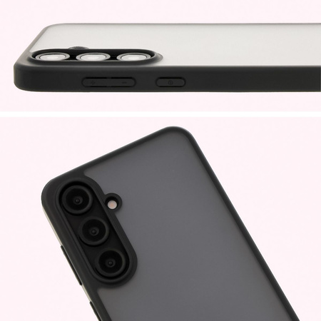 Etui Bizon Case Angelo do Galaxy S24 FE, przydymione z czarną ramką