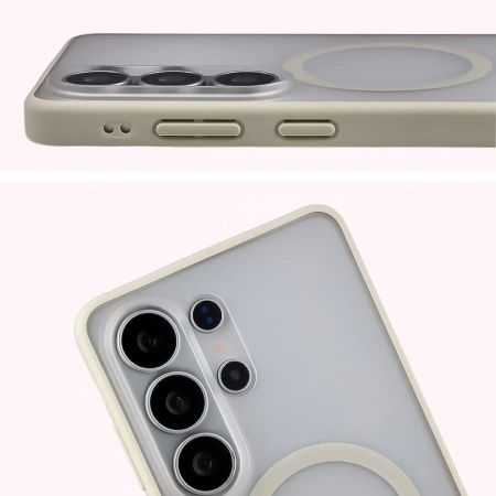 Etui z pierścieniem magnetycznym Bizon Case MatteO do Galaxy S26 Ultra, przydymione-beżowe