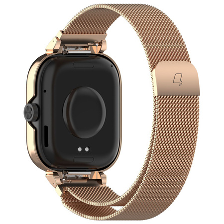 Etui z paskiem Bizon Strap + Case Watch Chain do Xiaomi Redmi Watch 4, różowozłote