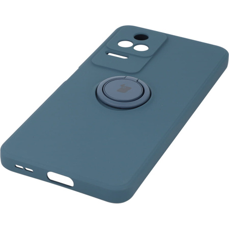 Etui Bizon Case Silicone Ring Sq do Xiaomi Poco F4, granatowe