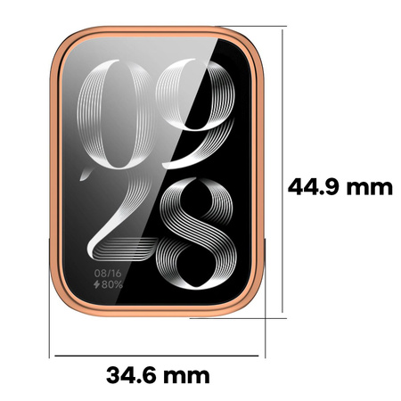Etui z osłoną ekranu Bizon Case Watch Felipe do Xiaomi Mi Smart Band 9 Pro, różowozłote