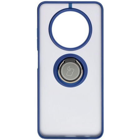 Etui z uchwytem na palec Bizon Case Hybrid Ring do Realme 12 / 12x, przydymione z granatową ramką