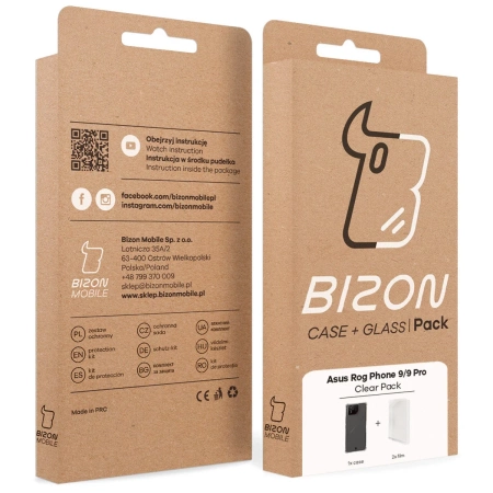 Elastyczne etui + 2x folia na ekran Bizon Case Clear Pack do Asus ROG Phone 9 / 9 Pro