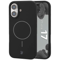 Silikonowe etui z pierścieniem magnetycznym Bizon Soft Case Magnetic do iPhone 17, czarne