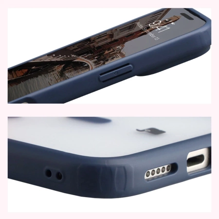 Etui z pierścieniem magnetycznym Bizon Case MatteO do iPhone 17 Pro Max, przydymione-granatowe