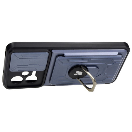 Etui Bizon Case Camshield Card Slot Ring do Xiaomi POCO X5, szare