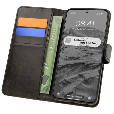 Etui z klapką Bizon Case Pocket do Motorola Edge 50 Neo, czarne