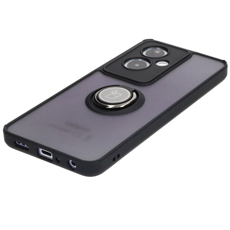 Etui z uchwytem na palec Bizon Case Hybrid Ring do Oppo A79 5G, przydymione z czarną ramką