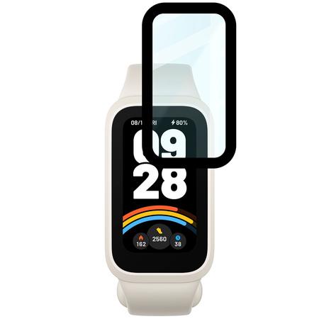 Szkło hybrydowe Bizon Glass Watch Edge Hybrid dla Xiaomi Smart Band 9 Pro, czarne