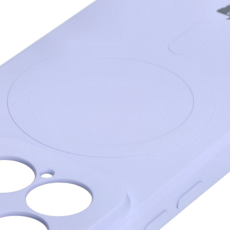 Silikonowe etui z pierścieniem magnetycznym Bizon Case Silicone Magnetic Sq do Xiaomi 15, jasnofioletowe