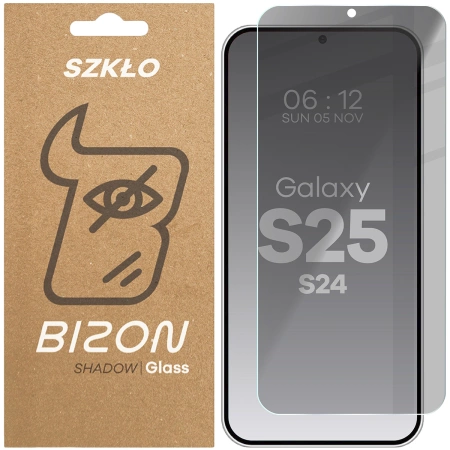 Prywatyzujące szkło hartowane Bizon Glass Clear Shadow do Samsung Galaxy S25 / S24, przyciemniane