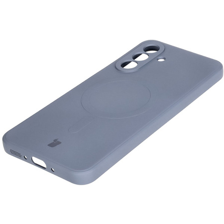 Silikonowe etui z pierścieniem magnetycznym Bizon Case Silicone Magnetic Sq do Galaxy A26 5G, szare