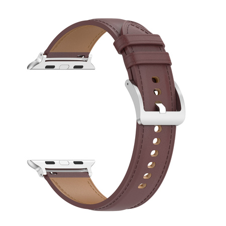 Skórzany pasek Bizon Strap Watch Casual do Apple Watch 38/40/41mm/S10 42mm, ciemnobrązowy