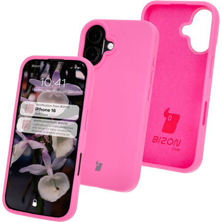 Silikonowe etui Bizon Soft Case do iPhone 16, fuksja