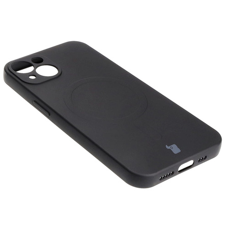 Etui silikonowe z pierścieniem magnetycznym Bizon Case Silicone Magnetic do iPhone 13, czarne