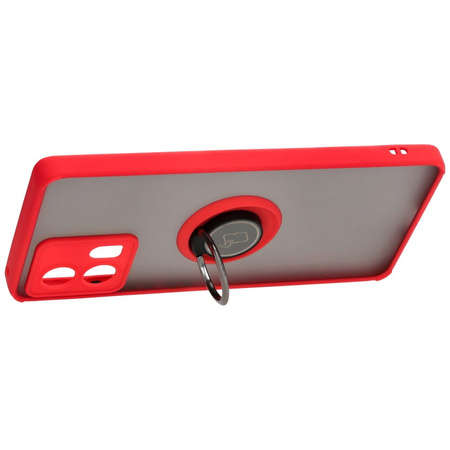 Etui z uchwytem na palec Bizon Case Hybrid Ring do Motorola Edge 30 Fusion, przydymione z czerwoną ramką