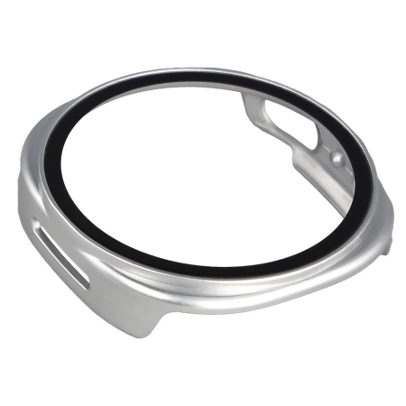 Etui ze szkłem do zegarka Bizon Case Watch Adamo do Samsung Galaxy Watch 8 40 mm, satynowo srebrne